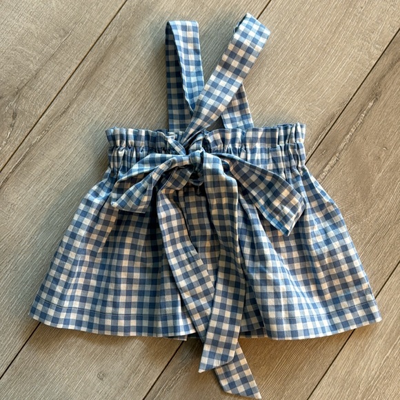 Blue Checkered Kids Dress with Red Shoes - Picture 4 of 5